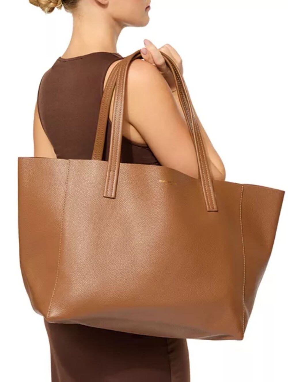 Kurt Geiger London Cognac Tan Pebble Violet Leather Large Tote Shoulder Bag